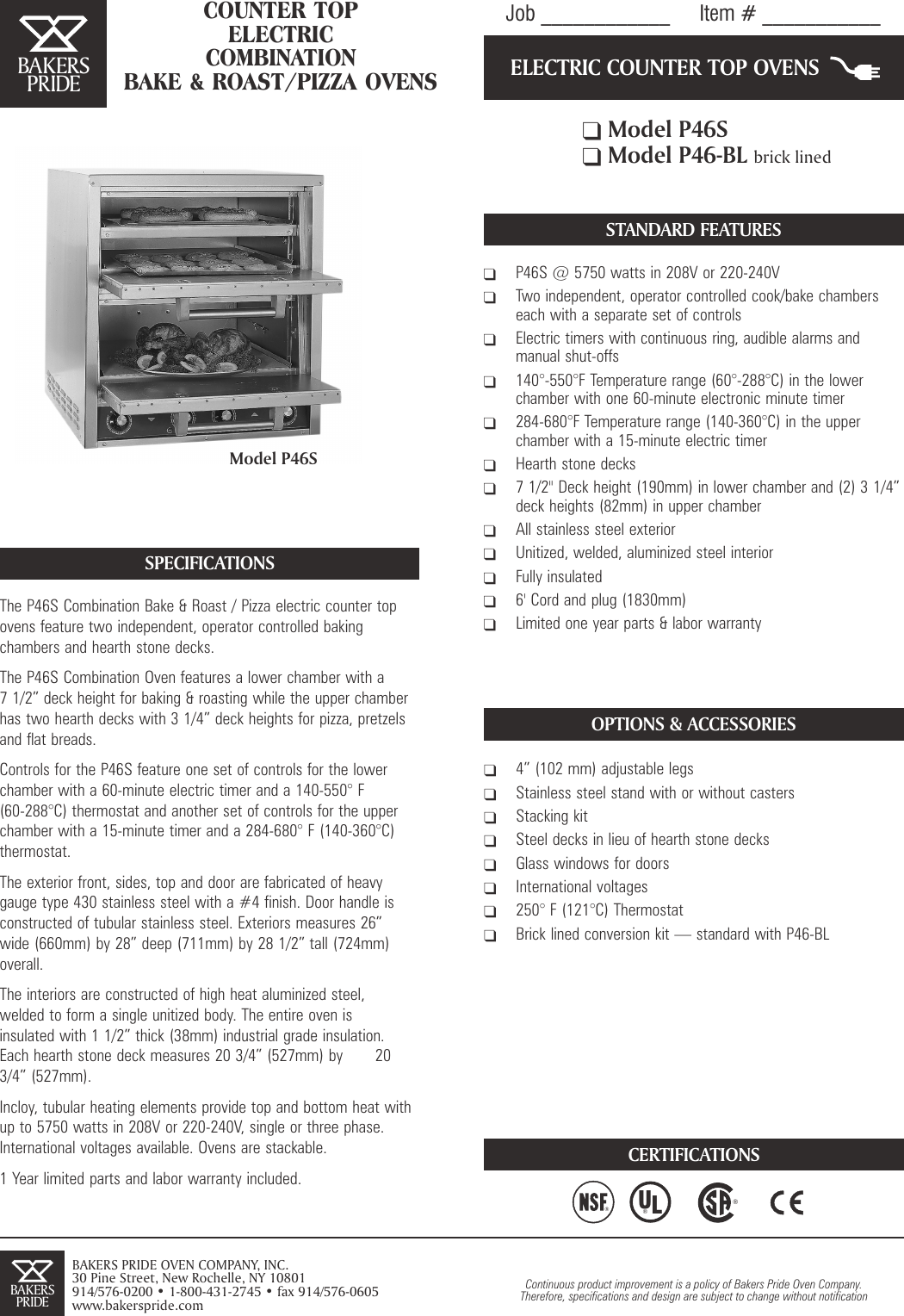 Page 1 of 2 - Bakers-Pride-Oven Bakers-Pride-Oven-P46-Bl-Users-Manual- C  Bakers-pride-oven-p46-bl-users-manual