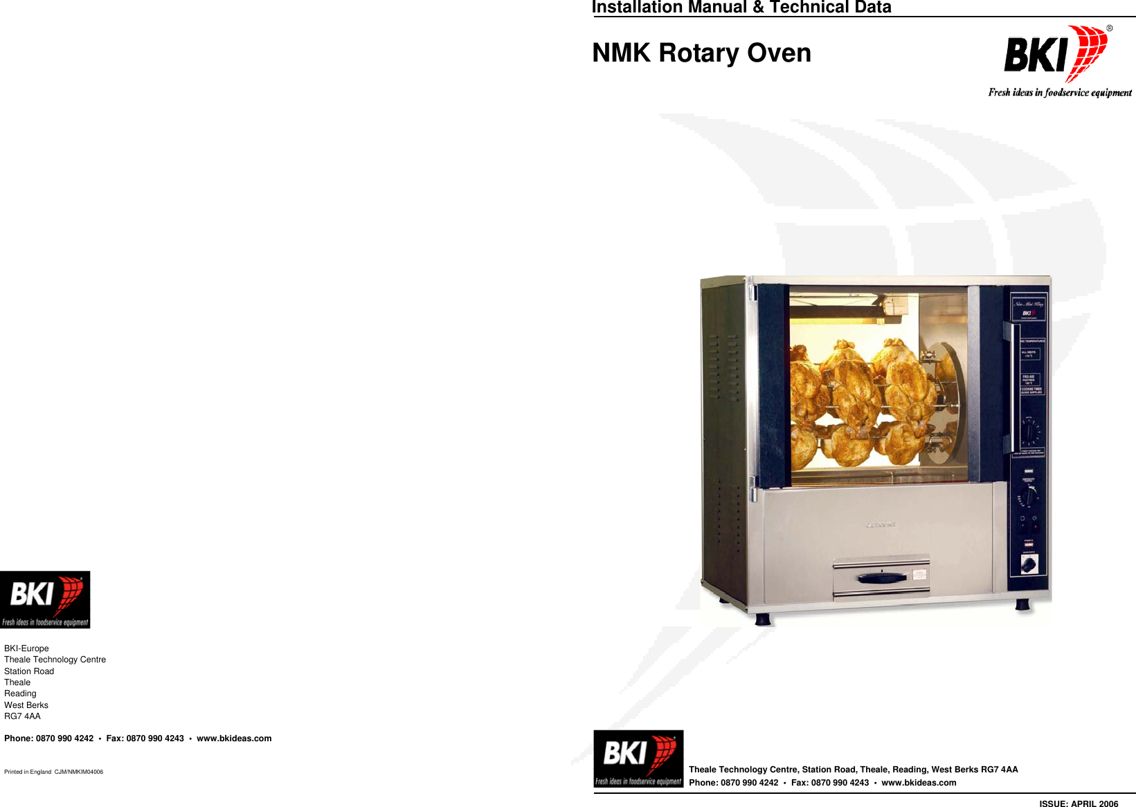 Page 1 of 8 - Bakers-Pride-Oven Bakers-Pride-Oven-Rotary-Oven-Nmk-Users-Manual- NMK Installation Manual  Bakers-pride-oven-rotary-oven-nmk-users-manual