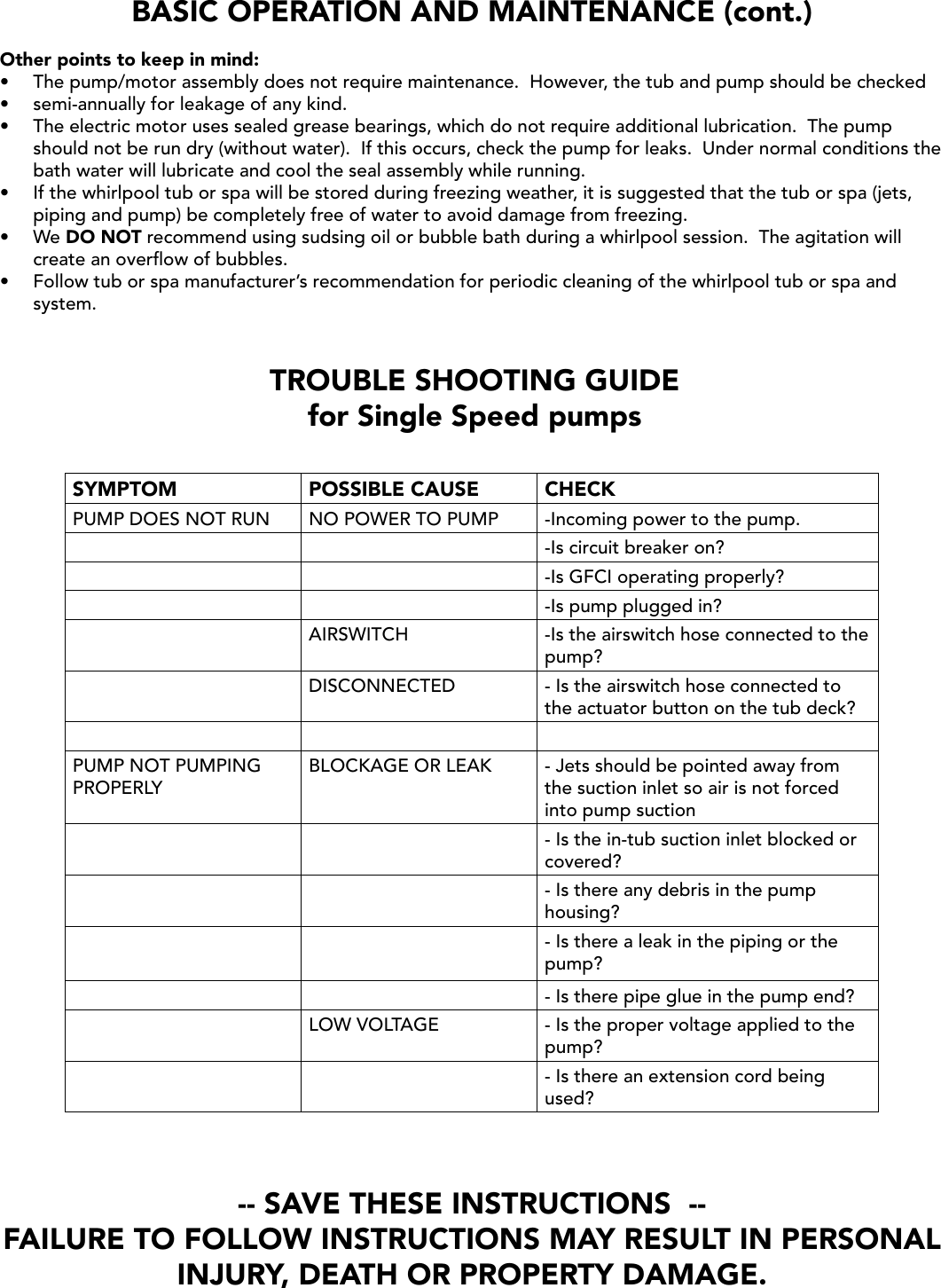 Balboa Water Group Pump 1795 Users Manual