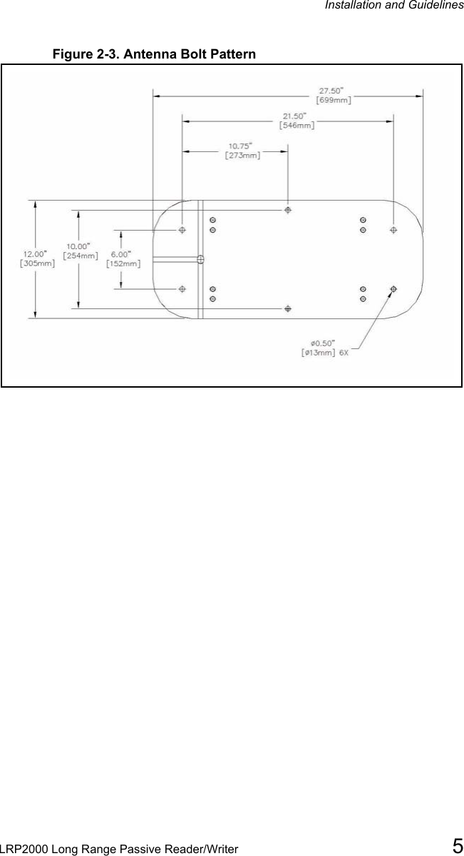 Installation and GuidelinesLRP2000 Long Range Passive Reader/Writer 5Figure 2-3. Antenna Bolt Pattern