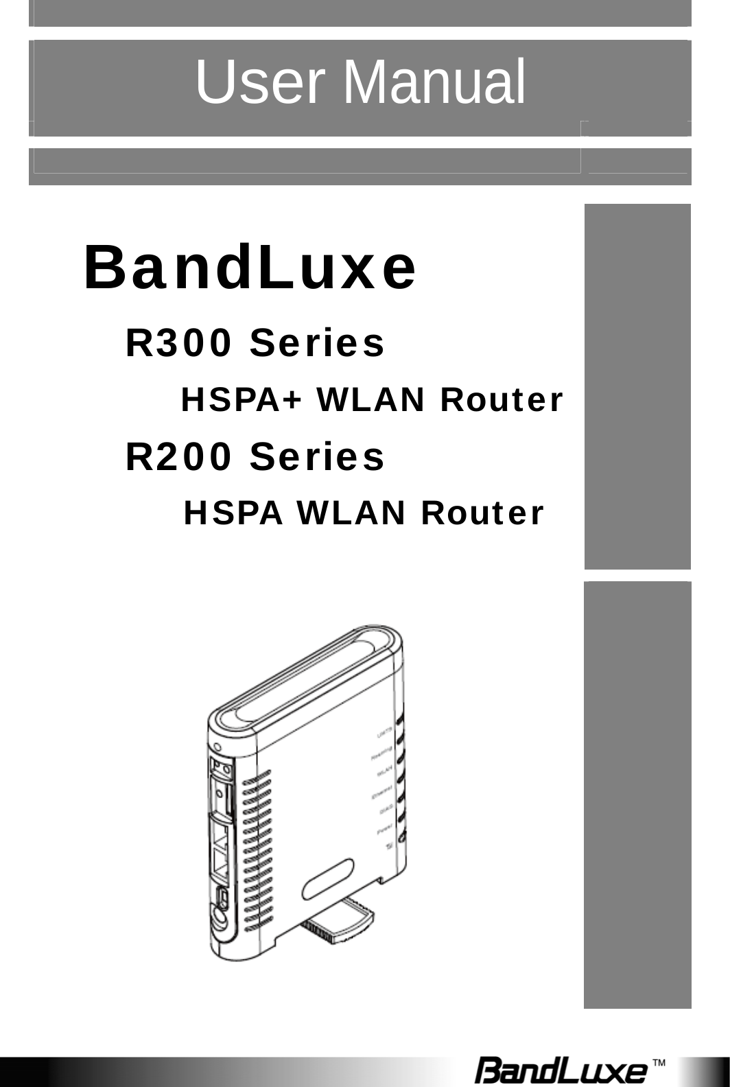    User Manual           BandLuxe R300 Series  HSPA+ WLAN Router R200 Series   HSPA WLAN Router       