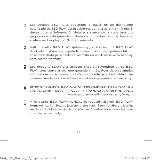 Page 32 of Bang and Olufsen a s BEOP2 Bluetooth Speaker User Manual 