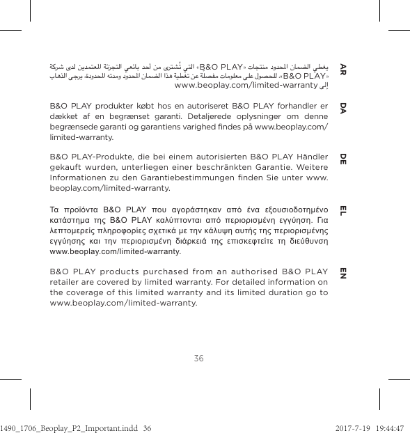 Page 33 of Bang and Olufsen a s BEOP2 Bluetooth Speaker User Manual 