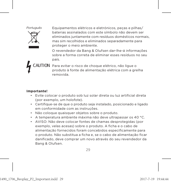 Page 40 of Bang and Olufsen a s BEOP2 Bluetooth Speaker User Manual 