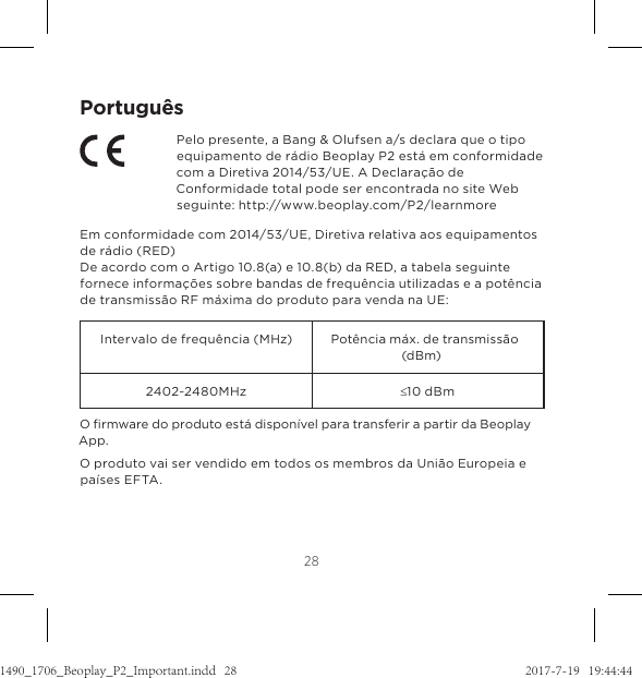 Page 41 of Bang and Olufsen a s BEOP2 Bluetooth Speaker User Manual 