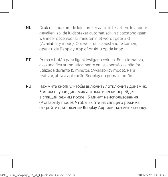 Page 9 of Bang and Olufsen a s BEOP2 Bluetooth Speaker User Manual 