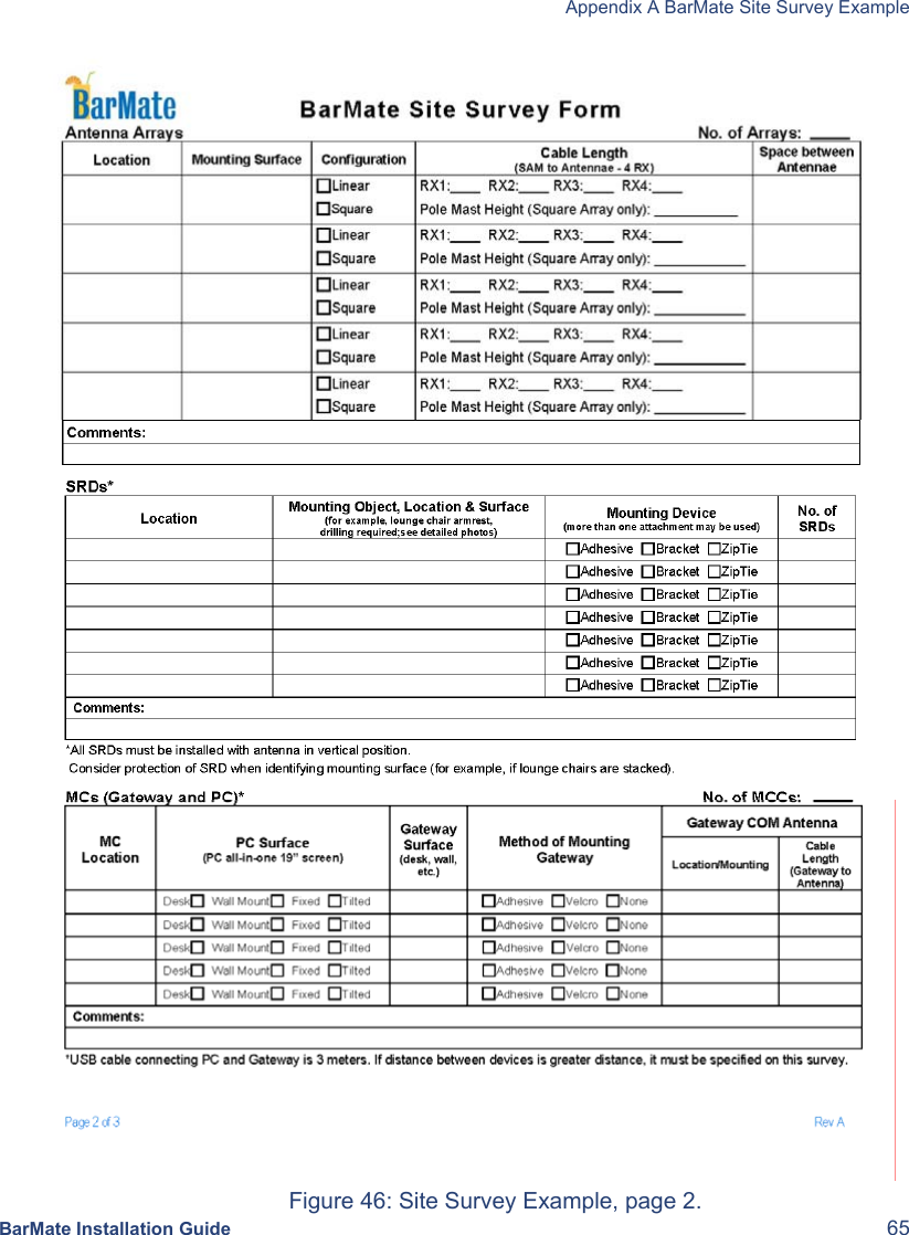   Appendix A BarMate Site Survey Example  BarMate Installation Guide  65  Figure 46: Site Survey Example, page 2. 