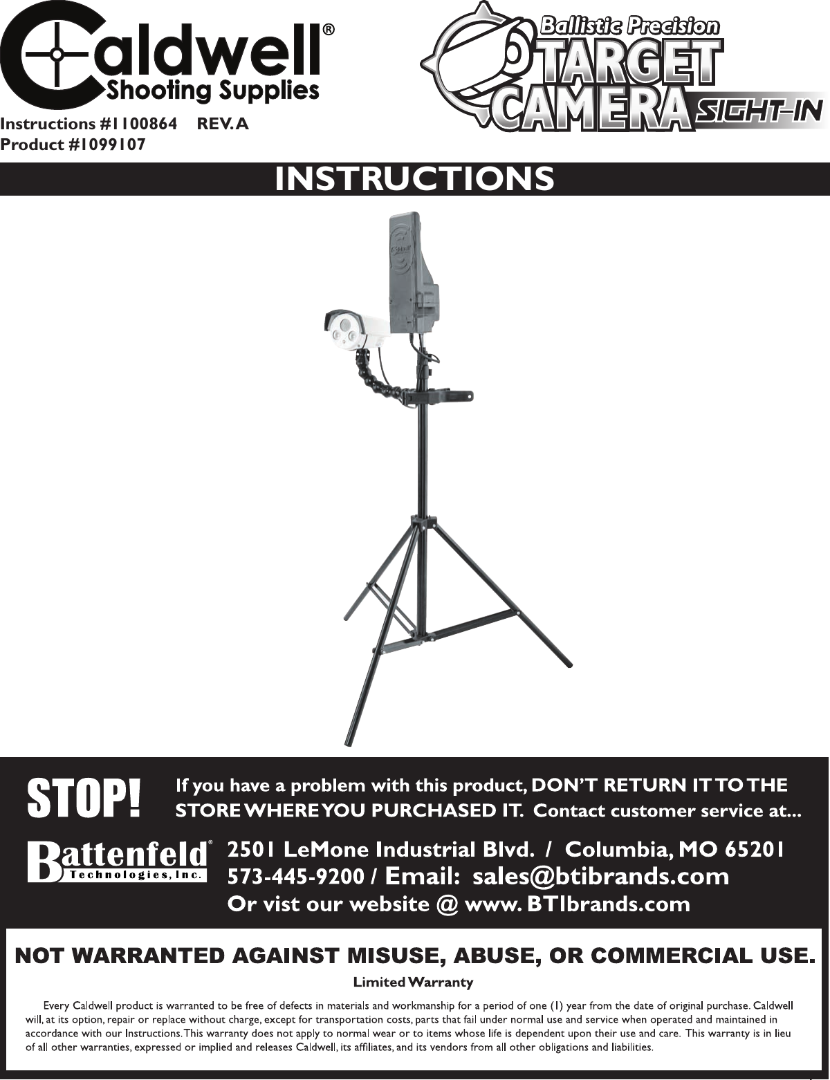 1Instructions #1100864    REV. AProduct #1099107INSTRUCTIONS 