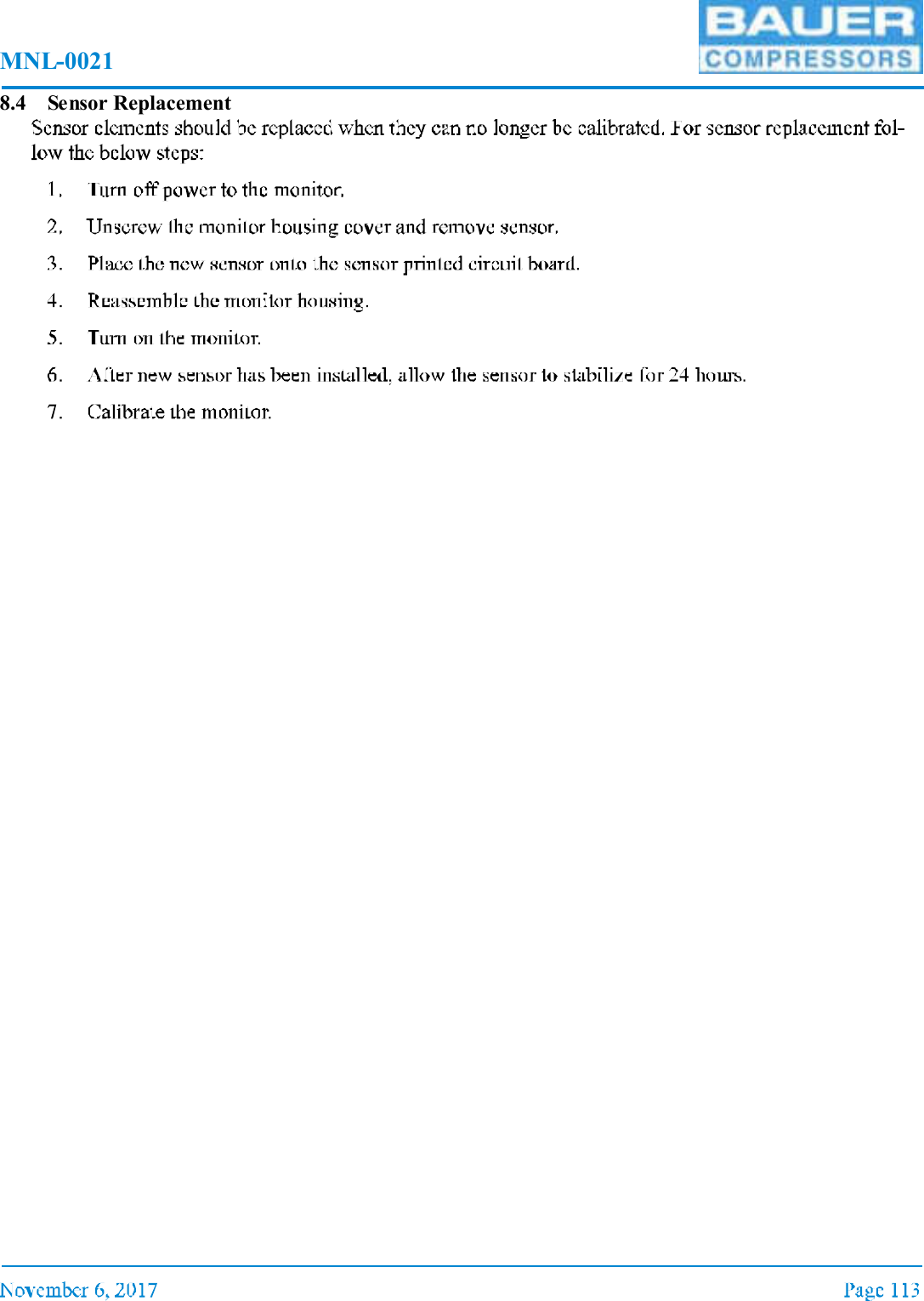 MNL-00218.4 Sensor Replacement