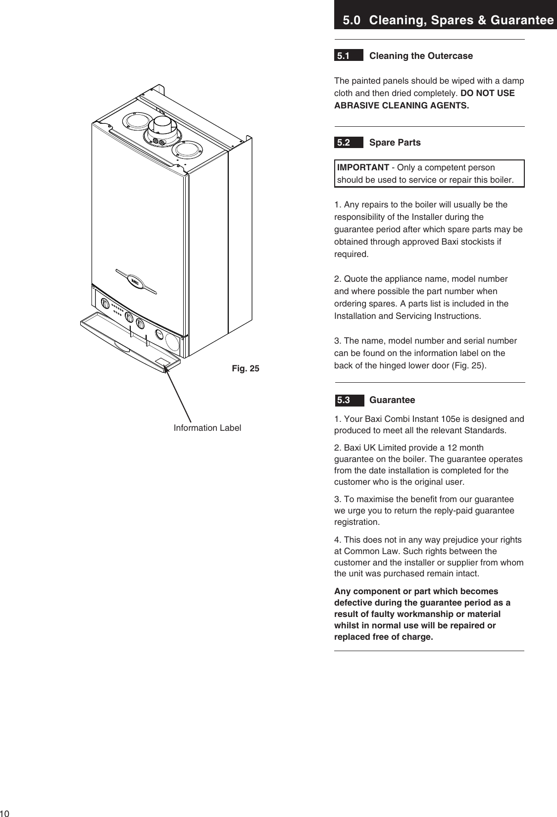 Page 10 of 12 - Baxi-Potterton Baxi-Potterton-Baxi-Combi-Instant-105E-Users-Manual- 248742  Baxi-potterton-baxi-combi-instant-105e-users-manual