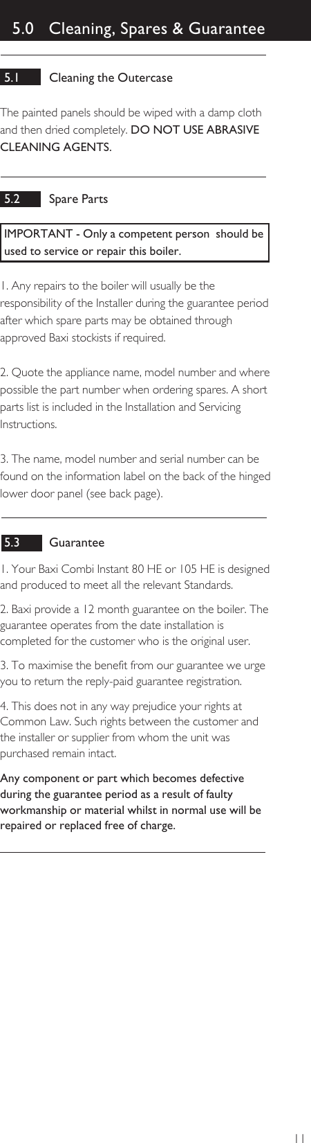 Page 11 of 12 - Baxi Baxi-Combi-Instant-80-He-And-105-He-Owners-Manual- 5111808 Operating  Baxi-combi-instant-80-he-and-105-he-owners-manual