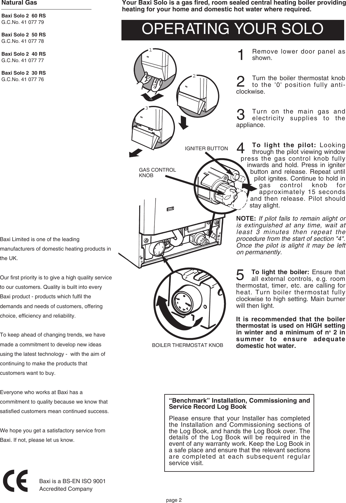 Baxi Solo 2 Rs Owners Manual 232187