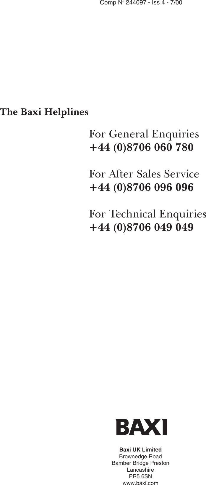 Page 8 of 8 - Baxi Baxi-Solo-3-Pf-Owners-Manual- 244097  Baxi-solo-3-pf-owners-manual
