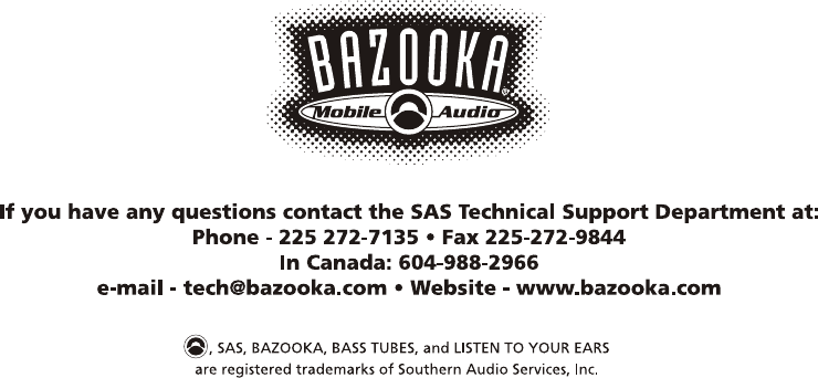Page 8 of 8 - Bazooka Bazooka-Csw1014-Users-Manual- CSW Manual PDF 120402  Bazooka-csw1014-users-manual