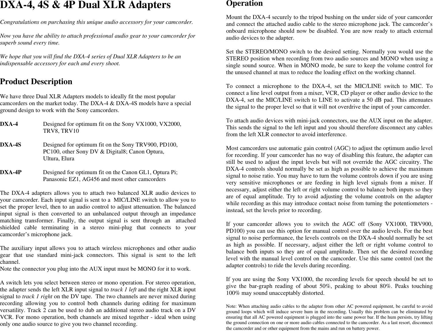 Page 2 of 2 - Beachtek Beachtek-Dxa-4-Users-Manual- DXA-4instructions Beachtek-dxa-4-users-manual