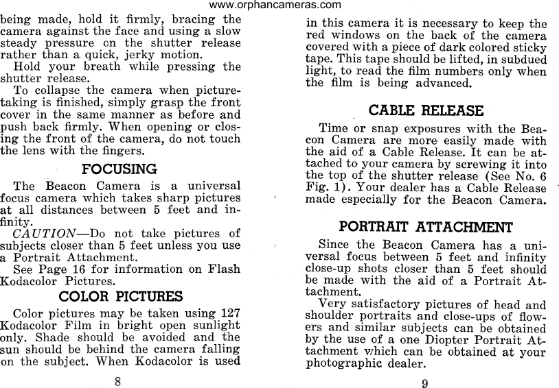 Page 6 of 12 - Beacon Beacon-Ii-Instruction-Manual- Www.orphancameras.com  Beacon-ii-instruction-manual