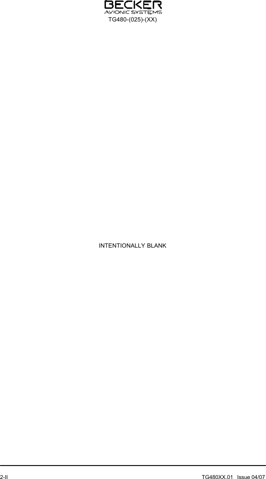 INTENTIONALLY BLANK2-II  TG480XX.01   Issue 04/07TG480-(025)-(XX)