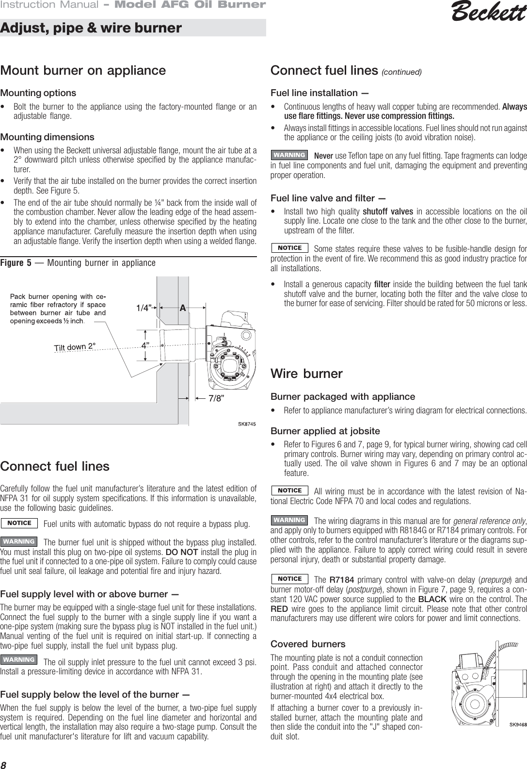 Page 8 of 12 - Beckett Beckett-Afg-Oil-Burner-Instruction-Manual- ManualsLib - Makes It Easy To Find Manuals Online!  Beckett-afg-oil-burner-instruction-manual
