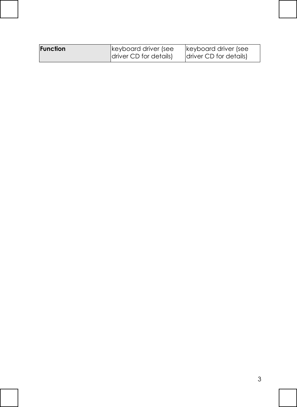 3Function keyboard driver (seedriver CD for details)keyboard driver (seedriver CD for details)