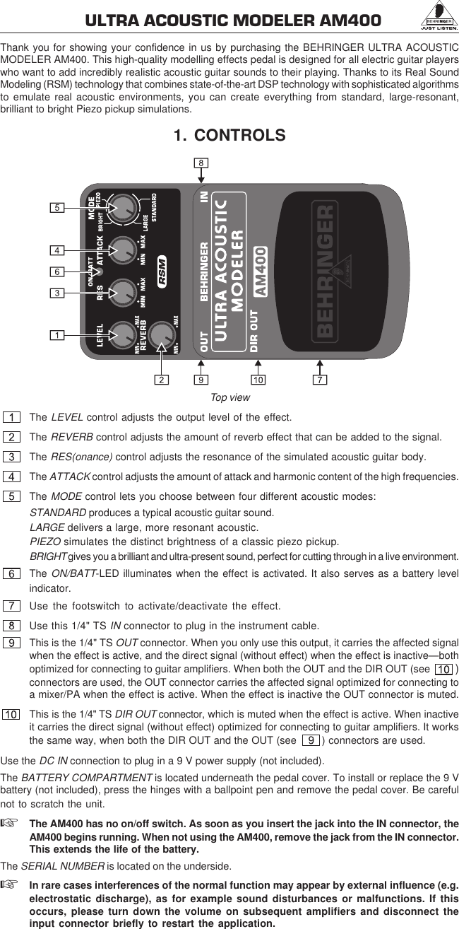 Page 1 of 3 - Behringer AM400 User Manual  To The A87115be-d7fb-4c73-b5d7-4f0f937e83c8