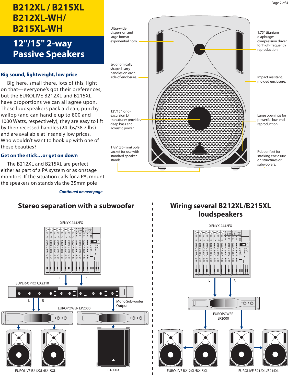 Page 2 of 4 - Behringer B212XL-WH IMPL Grap PH_P0A0R WeBrochure_2009-02-02_Rev.6 User Manual  To The 95acac01-d960-4686-9629-6efd023ba955