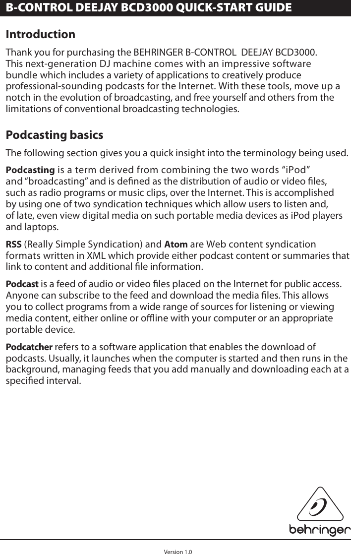 Page 1 of 5 - Behringer BCD3000 P0758 (BCD3000) User Manual  To The 4621e923-f50d-479b-9899-3c58d5a43329