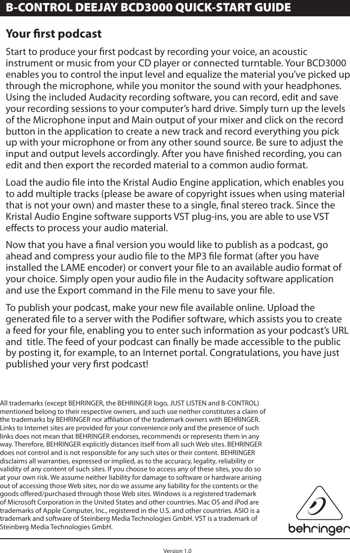 Page 4 of 5 - Behringer BCD3000 P0758 (BCD3000) User Manual  To The 4621e923-f50d-479b-9899-3c58d5a43329