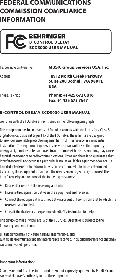 Page 5 of 5 - Behringer BCD3000 P0758 (BCD3000) User Manual  To The 4621e923-f50d-479b-9899-3c58d5a43329