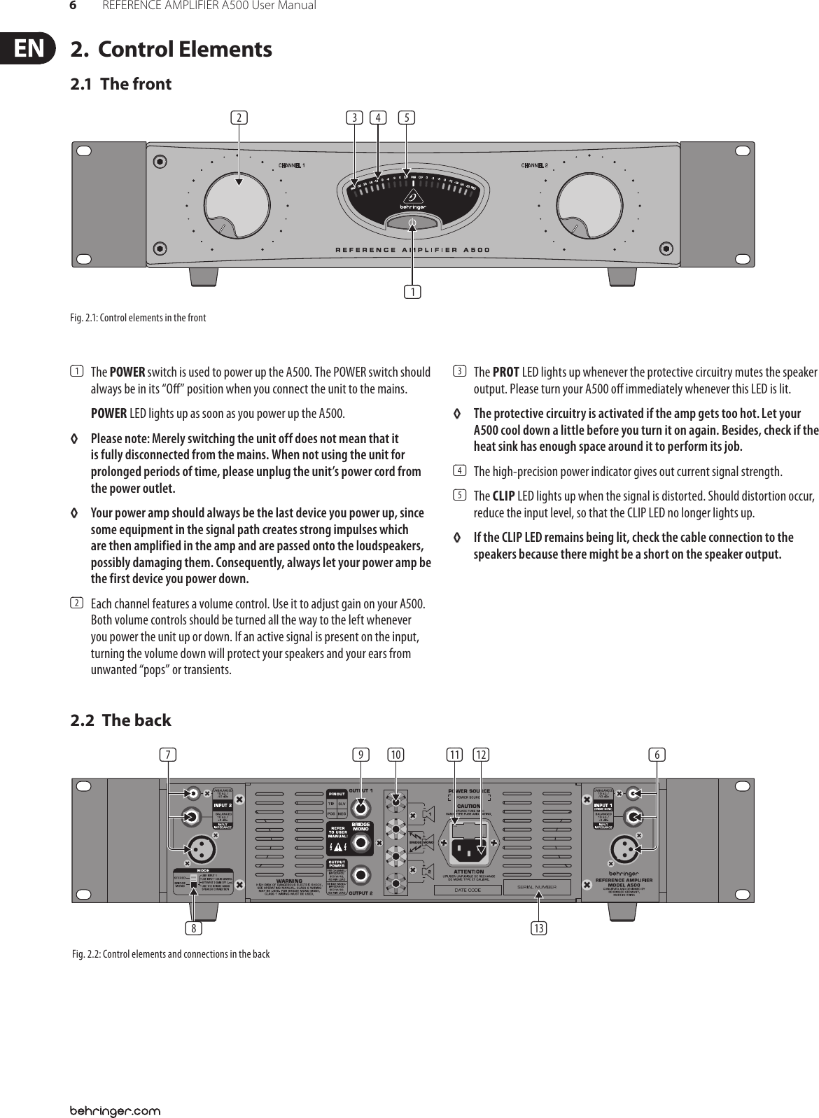 Page 6 of 11 - Behringer Behringer-A500-Users-Manual- REFERENCE AMPLIFIER A500 Behringer-a500-users-manual