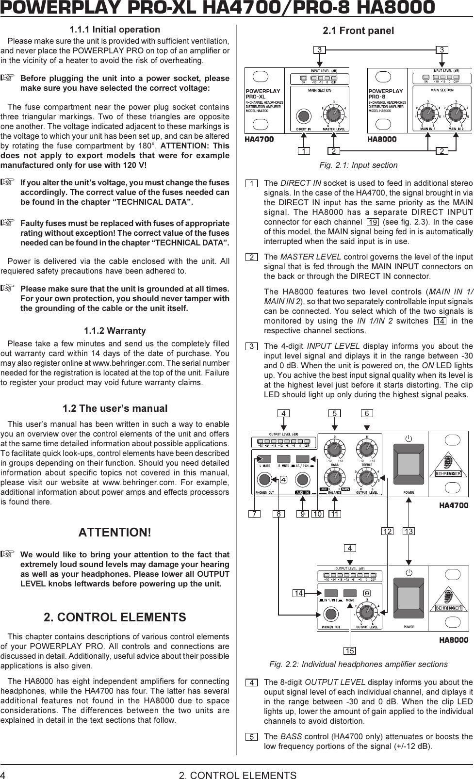 Page 4 of 9 - Behringer Behringer-Autocom-Pro-Xl-Mdx1600-Composer-Pro-Xl-Mdx2600-Multicom-Mdx4600-Users-Manual- DATA-MANFULL_HA4700_HA8000_ENG_Rev_A.pmd  Behringer-autocom-pro-xl-mdx1600-composer-pro-xl-mdx2600-multicom-mdx4600-users-manual