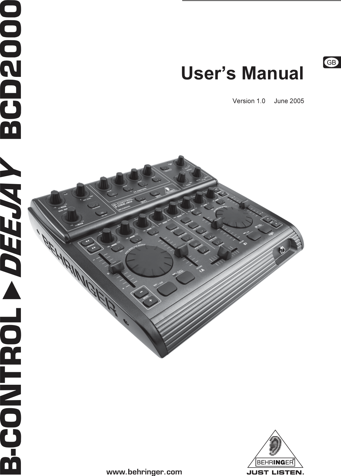 Behringer B Control Deejay Bcd2000 Users Manual