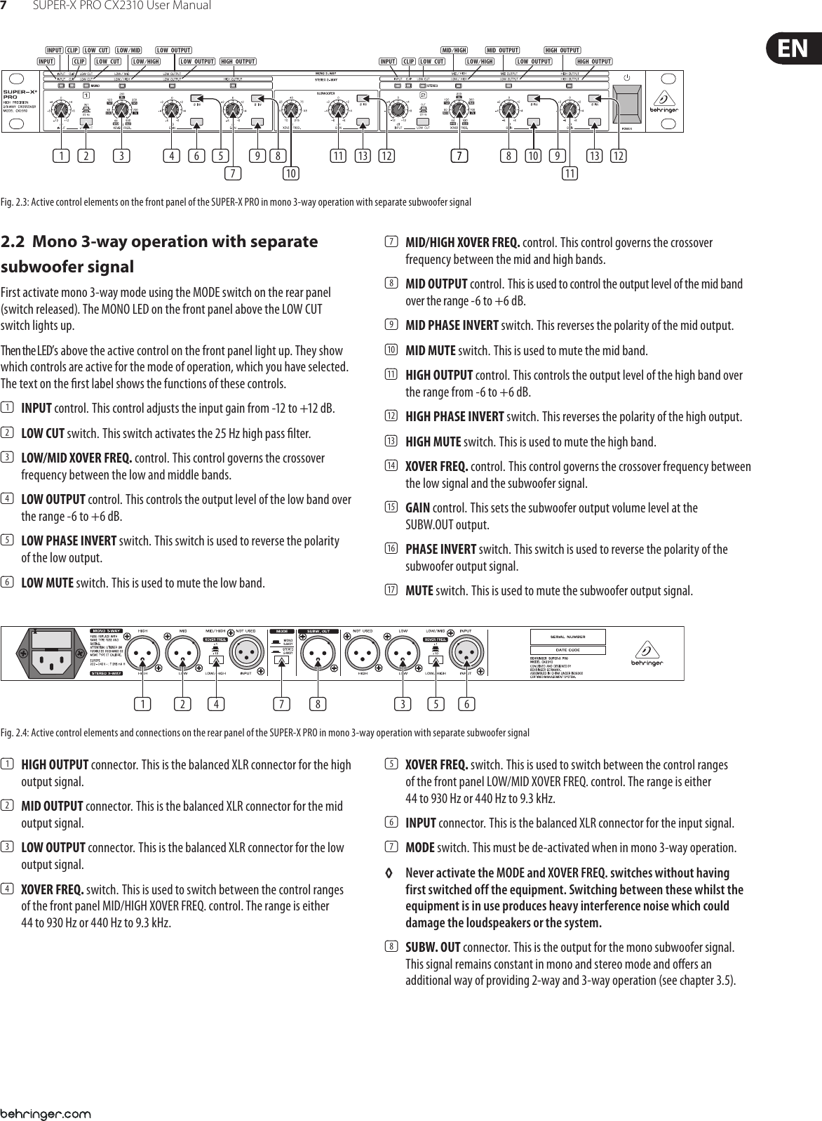 Page 7 of 11 - Behringer Behringer-Behringer-Music-Mixer-Super-X-Pro-Cx2310-Users-Manual- SUPER-X PRO CX2310  Behringer-behringer-music-mixer-super-x-pro-cx2310-users-manual