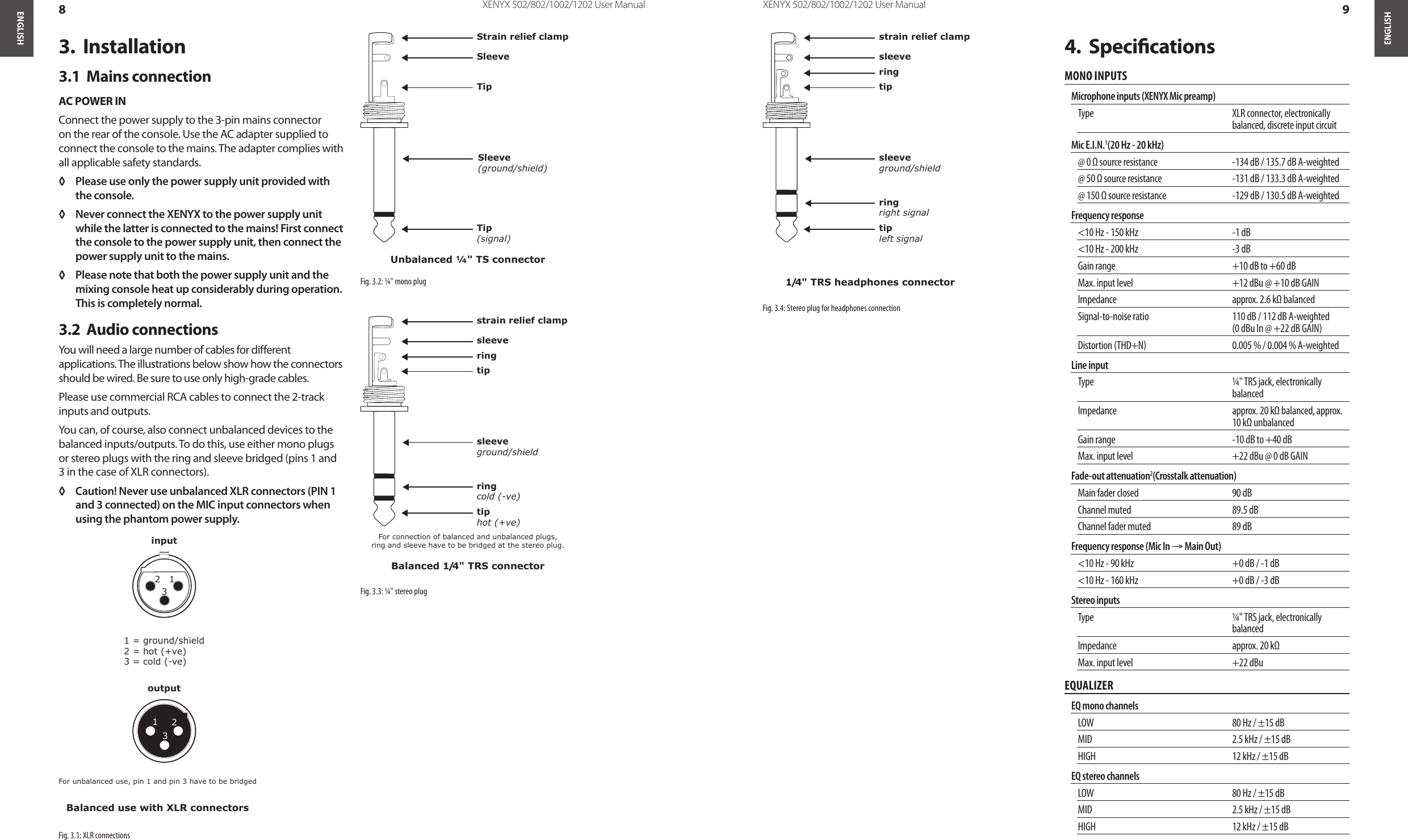 Page 5 of 8 - Behringer Behringer-Behringer-Stereo-Amplifier-1002-Users-Manual- XENYX 502/802/1002/1202 Behringer-behringer-stereo-amplifier-1002-users-manual