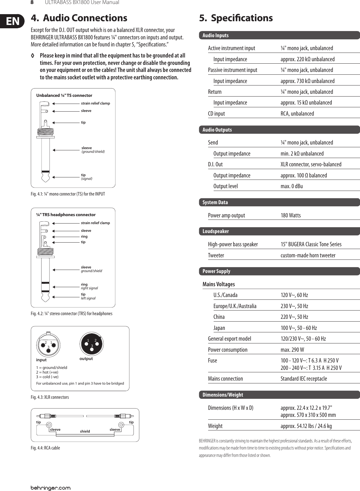 Page 8 of 9 - Behringer Behringer-Bx1800-Users-Manual- P0409 (BX1800) Behringer-bx1800-users-manual