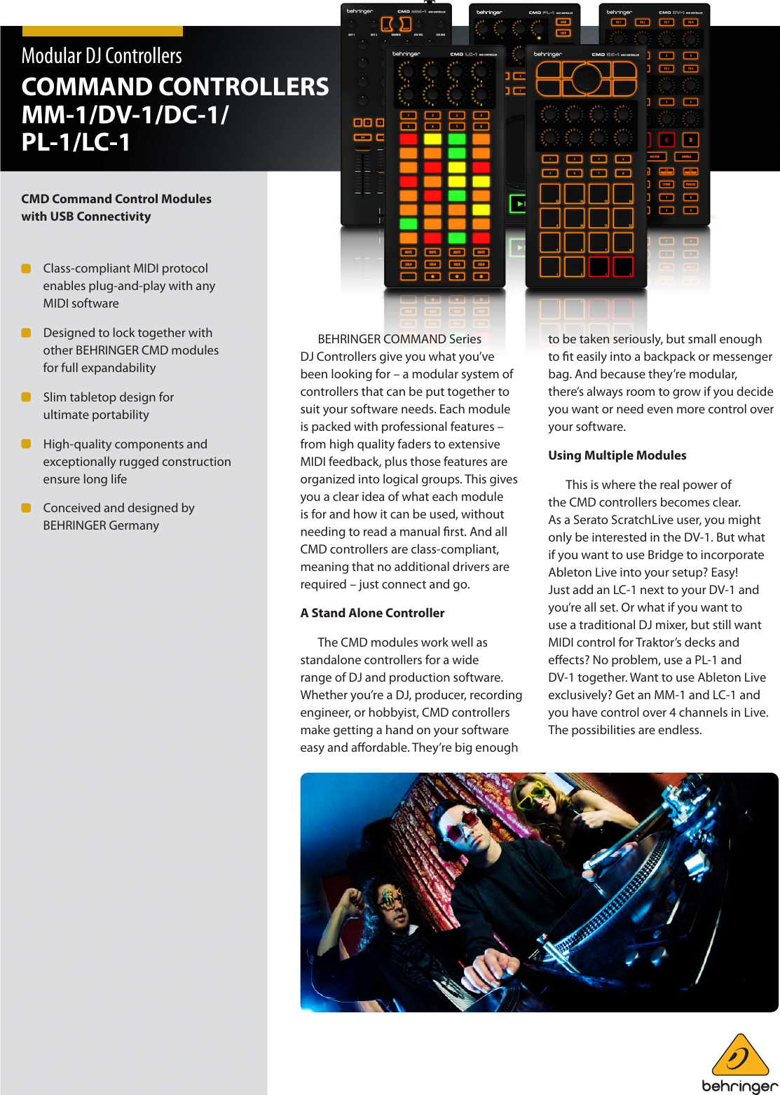 Page 1 of 6 - Behringer Behringer-Cmd-Dc-1-Brochure- COMMAND CONTROLLERS MM-1/DV-1/DC-1/PL-1/LC-1  Behringer-cmd-dc-1-brochure