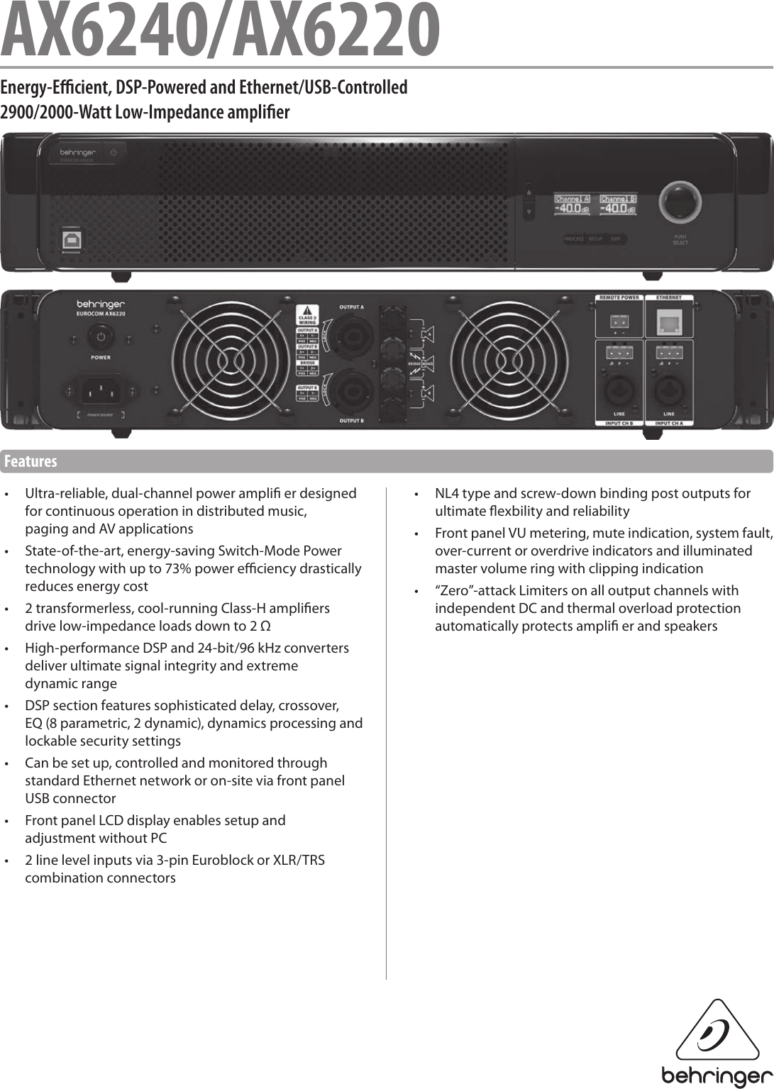 Page 1 of 6 - Behringer Behringer-Eurocom-Ax6240-Specification-Sheet- AX6240/AX6220  Behringer-eurocom-ax6240-specification-sheet