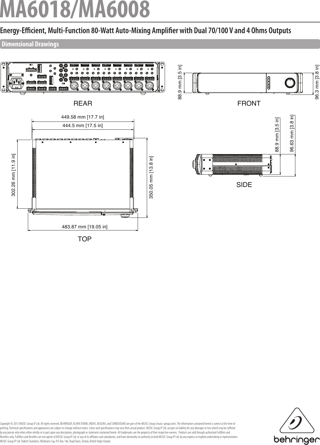 Page 7 of 7 - Behringer Behringer-Eurocom-Ma6008-Specification-Sheet- MA6018/MA6008  Behringer-eurocom-ma6008-specification-sheet