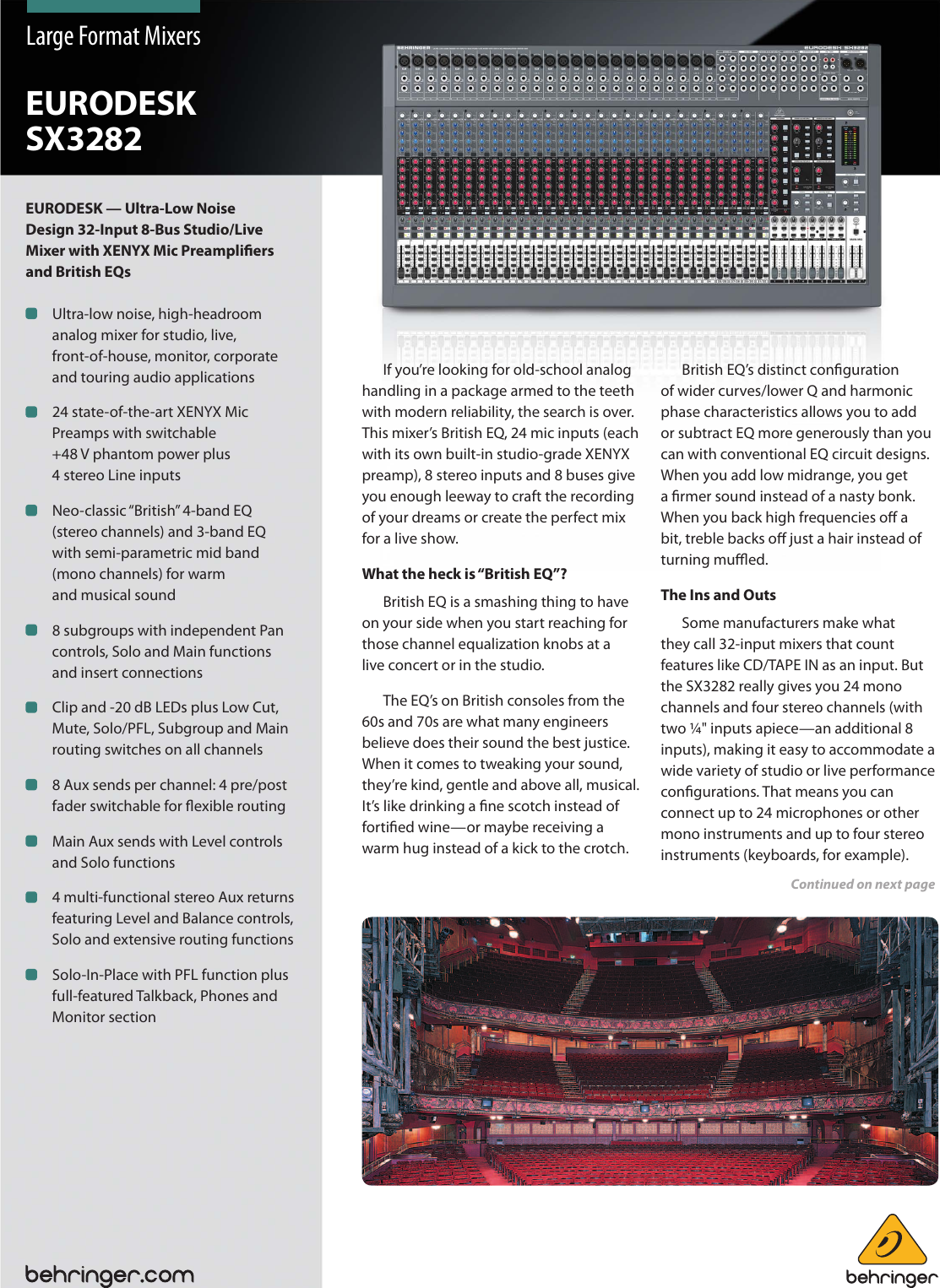 Page 1 of 6 - Behringer Behringer-Eurodesk-Sx3282-Brochure- EURODESK SX3282  Behringer-eurodesk-sx3282-brochure