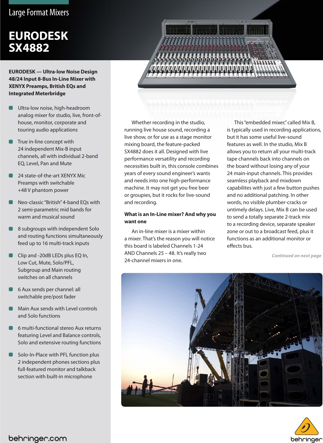 Page 1 of 9 - Behringer Behringer-Eurodesk-Sx4882-Brochure- EURODESK SX4882  Behringer-eurodesk-sx4882-brochure