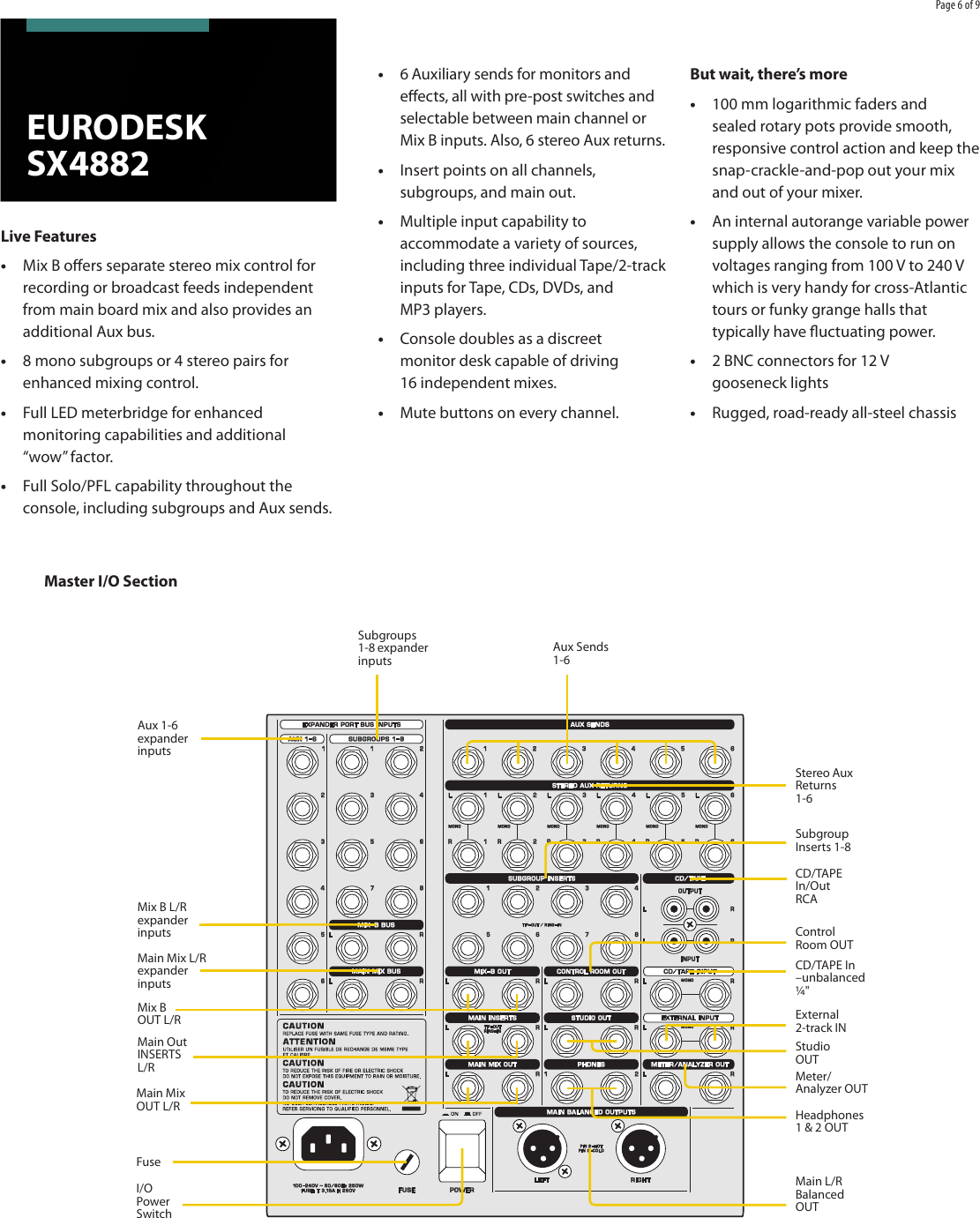 Page 6 of 9 - Behringer Behringer-Eurodesk-Sx4882-Brochure- EURODESK SX4882  Behringer-eurodesk-sx4882-brochure