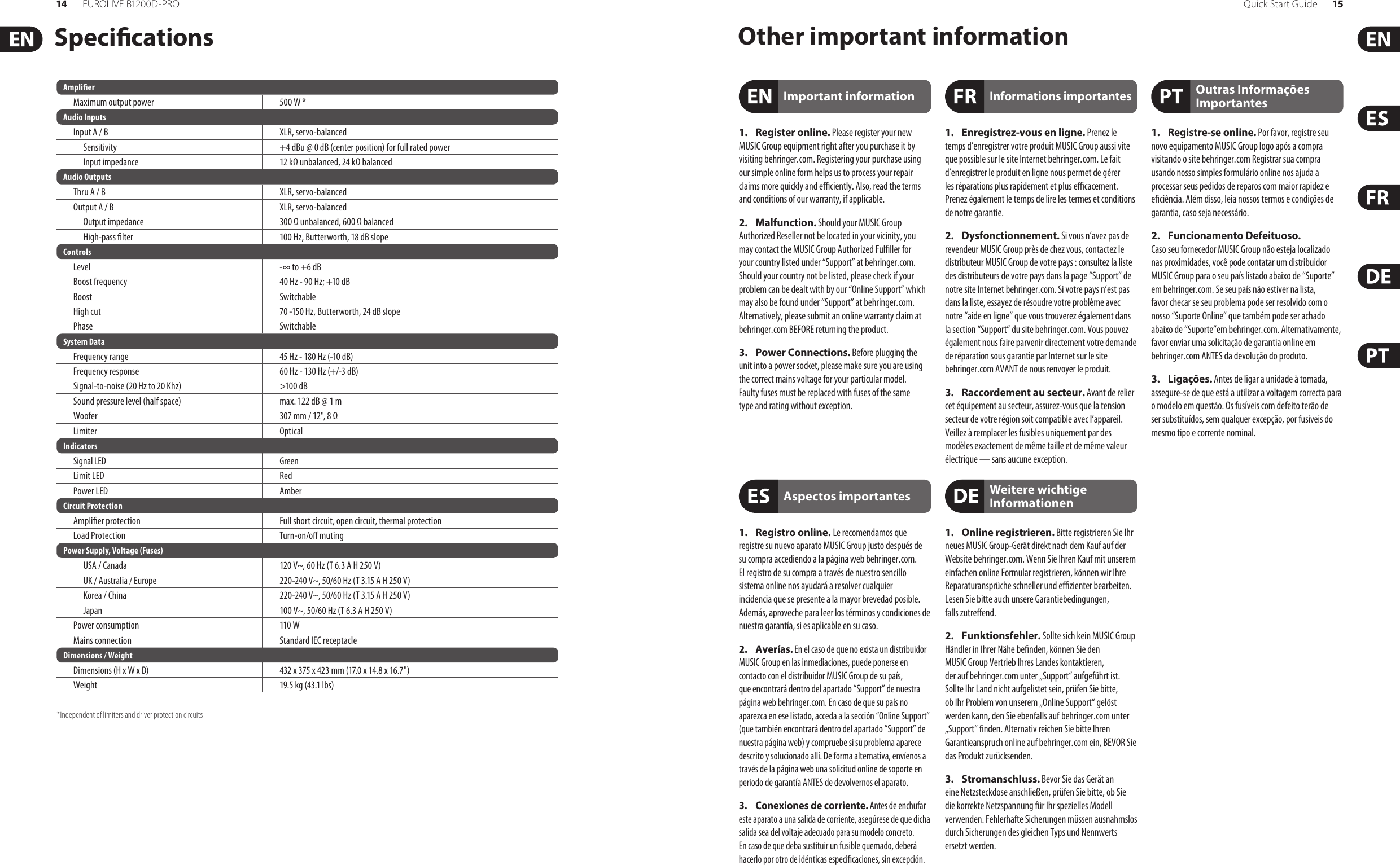 Page 8 of 10 - Behringer Behringer-Eurolive-B1200D-Pro-Quick-Start-Manual- EUROLIVE B1200D-PRO  Behringer-eurolive-b1200d-pro-quick-start-manual