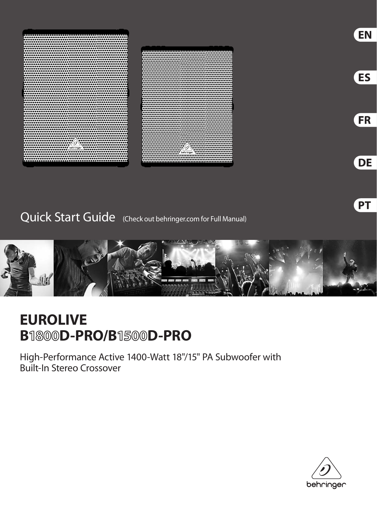 Page 1 of 12 - Behringer Behringer-Eurolive-B1500D-Pro-Quick-Start-Manual- EUROLIVE B1800D-PRO/B1500D-PRO  Behringer-eurolive-b1500d-pro-quick-start-manual