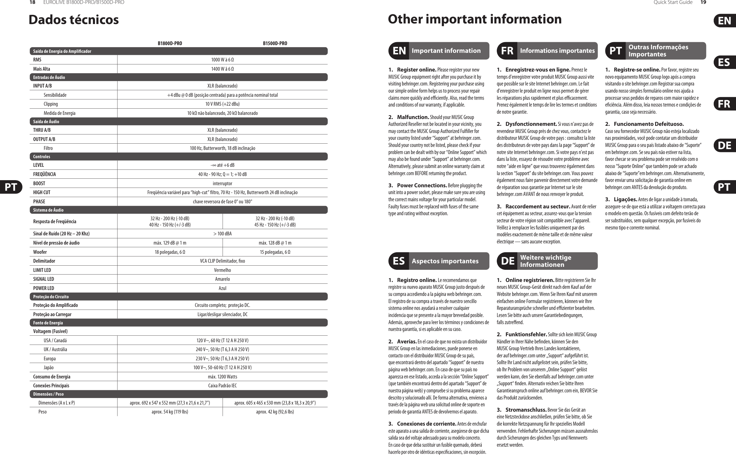 Page 10 of 12 - Behringer Behringer-Eurolive-B1500D-Pro-Quick-Start-Manual- EUROLIVE B1800D-PRO/B1500D-PRO  Behringer-eurolive-b1500d-pro-quick-start-manual
