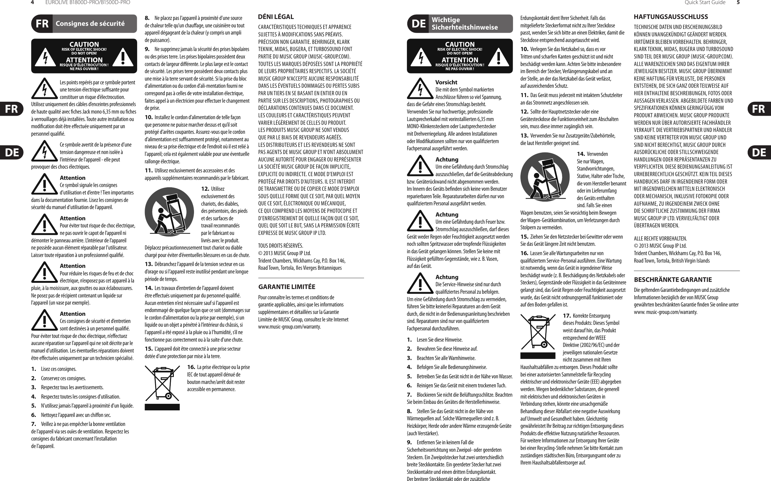 Page 3 of 12 - Behringer Behringer-Eurolive-B1500D-Pro-Quick-Start-Manual- EUROLIVE B1800D-PRO/B1500D-PRO  Behringer-eurolive-b1500d-pro-quick-start-manual