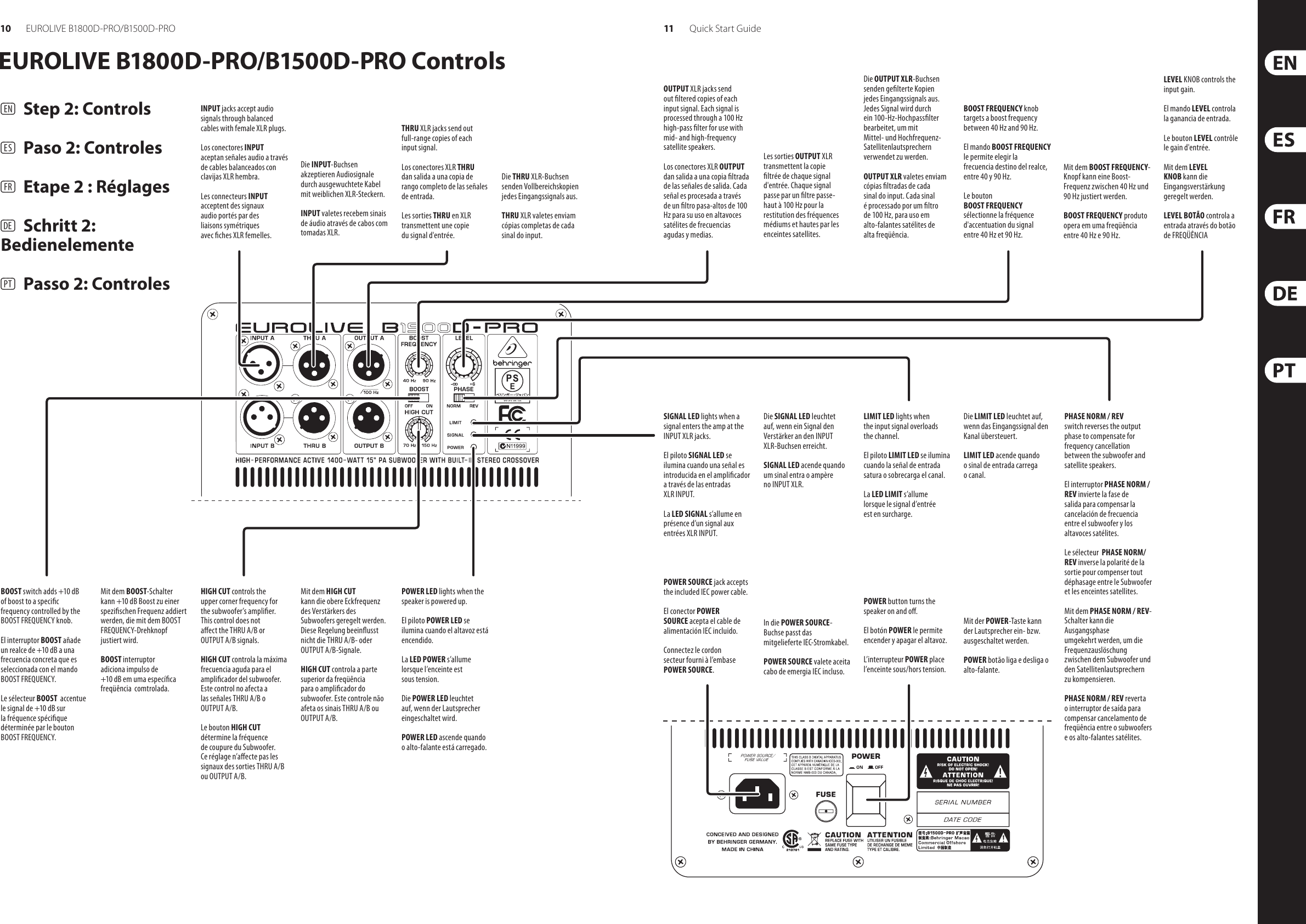 Page 6 of 12 - Behringer Behringer-Eurolive-B1500D-Pro-Quick-Start-Manual- EUROLIVE B1800D-PRO/B1500D-PRO  Behringer-eurolive-b1500d-pro-quick-start-manual