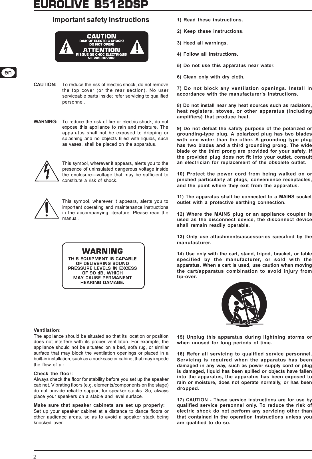Page 2 of 12 - Behringer Behringer-Eurolive-B512Dsp-Users-Manual-  Behringer-eurolive-b512dsp-users-manual
