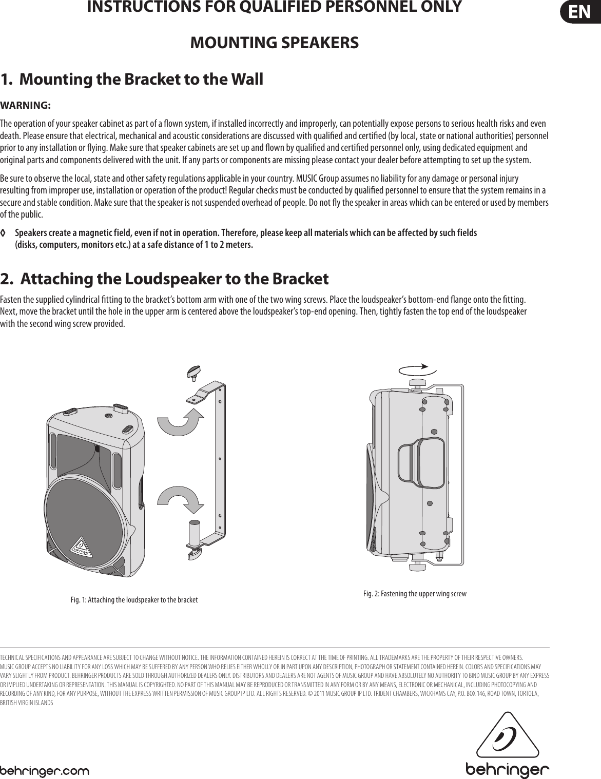 Page 1 of 1 - Behringer Behringer-Eurolive-Wb215-Instruction-Sheet- WB215/WB215-WH/WB212/WB212-WH/WB210/WB210-WH/WB208/WB208-WH  Behringer-eurolive-wb215-instruction-sheet