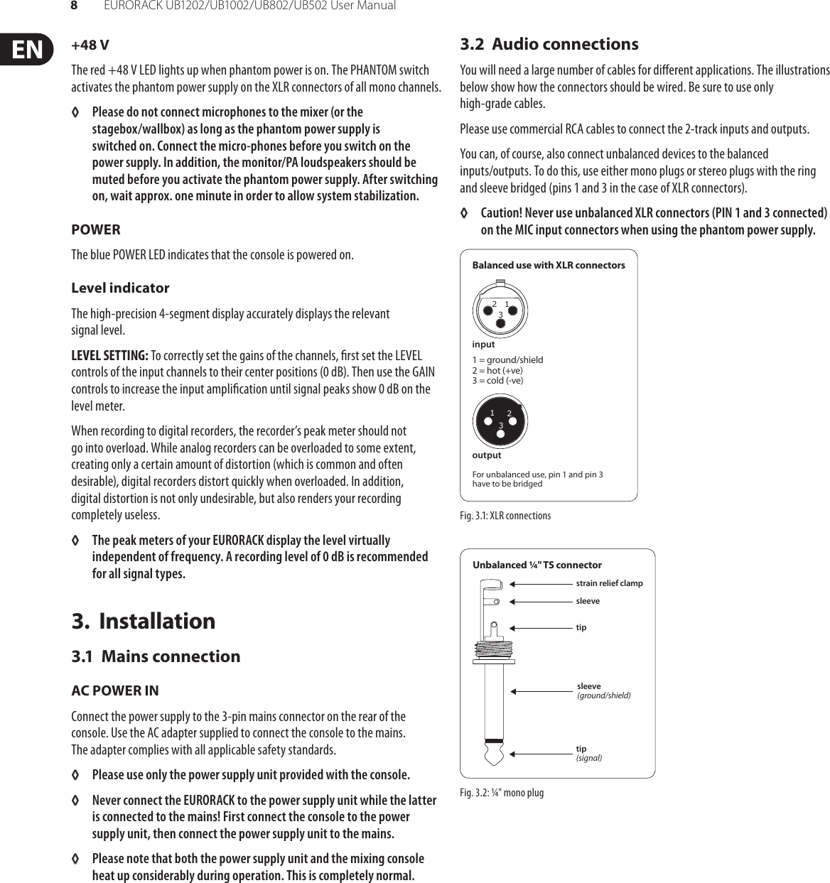 EURORACK UB1202/UB1002/UB802/UB502 Controls Mexique Et Amérique Centrale