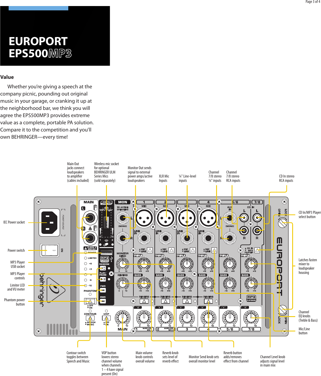 Behringer europort eps500mp3 схема