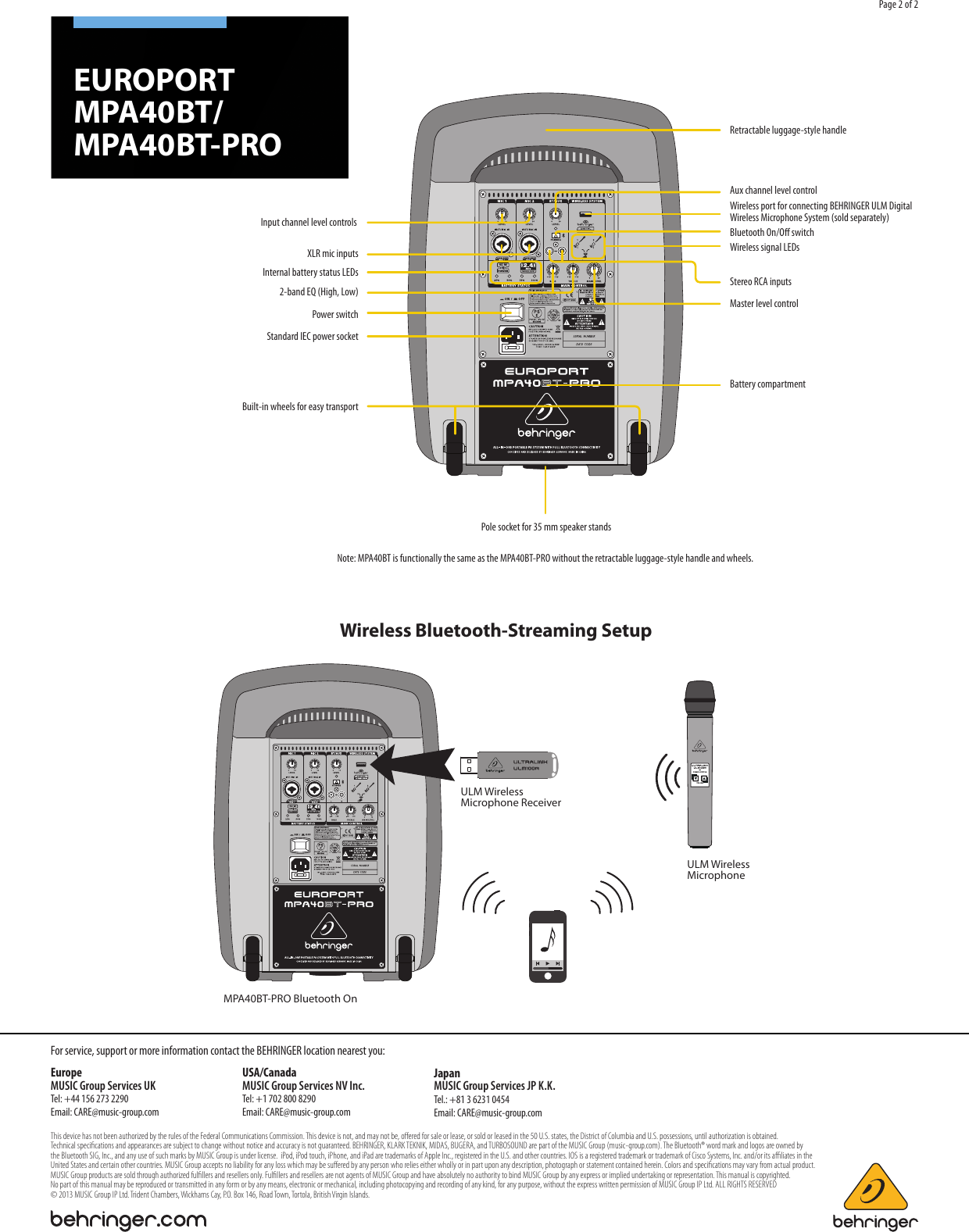 Behringer Europort Mpa40bt Brochure Europort Mpa40bt Mpa40bt Pro